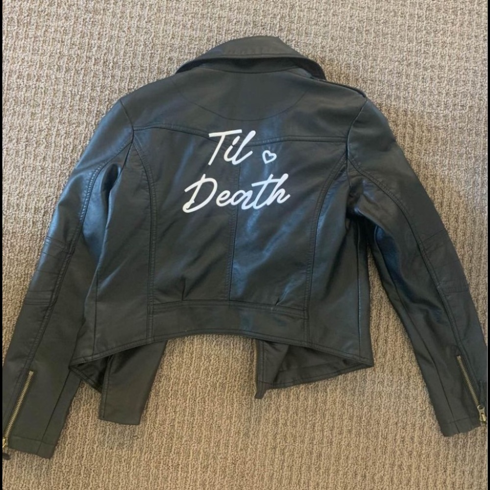 Til death black vegan leather moto jacket